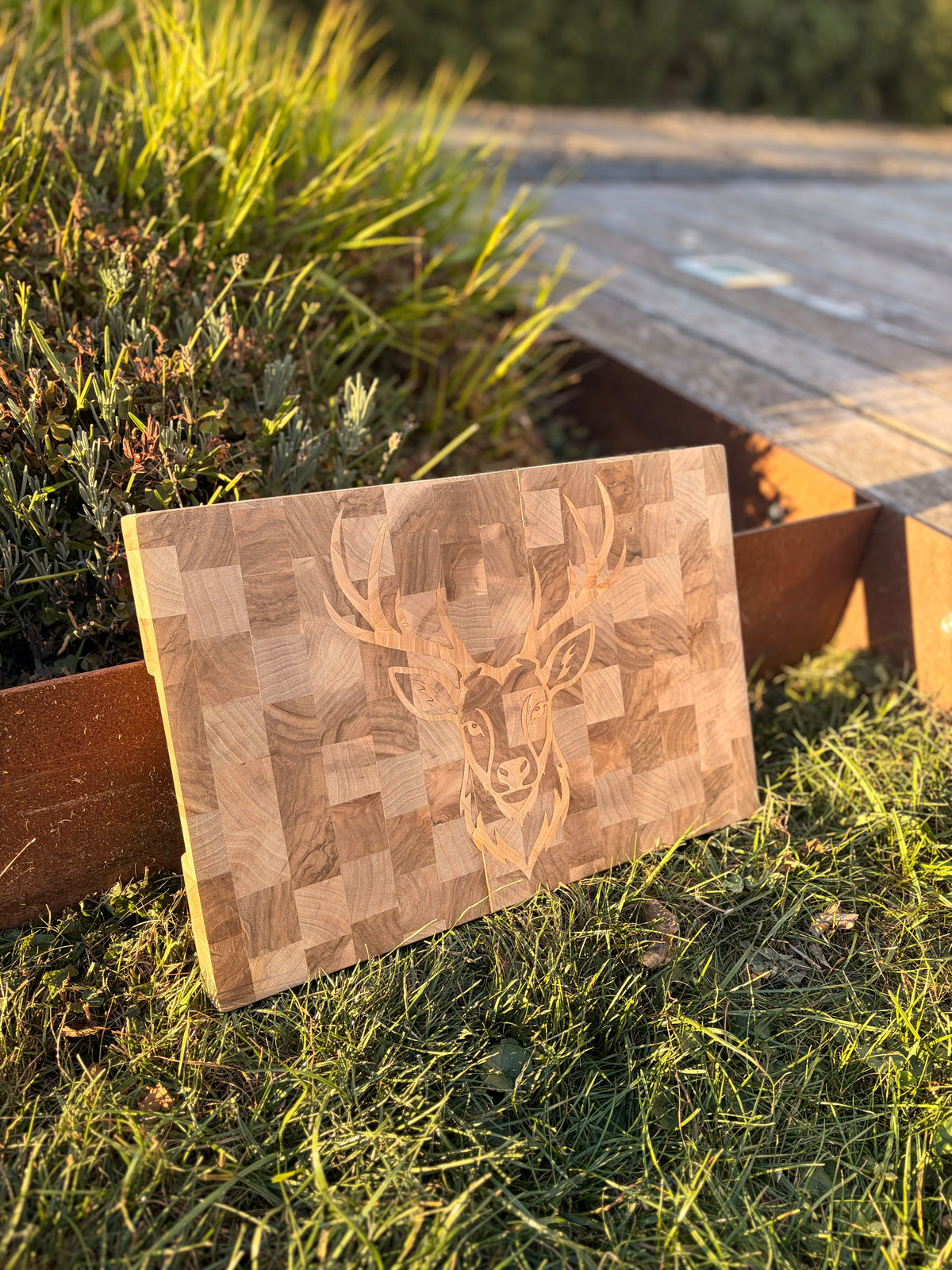 Stirnholz Schneidebrett mit Inlay