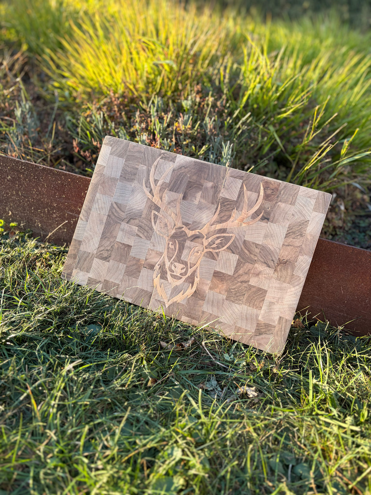 Stirnholz Schneidebrett mit Inlay